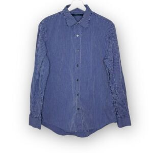 Perry Ellis Shirt Blue Striped Button Up Collared Cotton Men’s Size Small